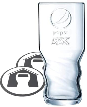 GarageBar Verre Pepsi Max - 591 ml - Produit officiel - Livré avec 2 dessous de verre