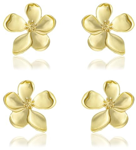 TIESOME 1 Paar Große Blume Ohrringe Gold, Blumen Tropfen Ohrringe Böhmische ohrringe blumen Metall Blütenblatt Ohrstecker Modeschmuck Für Frauen Und Mädchen