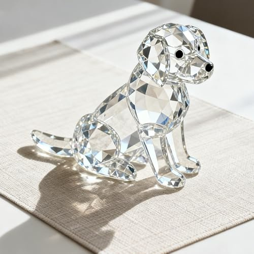 Kristall-Hundefigur, facettiertes Glas, Welpe, Statue, transparent, Labrador, Ornament, Tier-Sammelfigur, Skulptur, Handarbeit, Briefbeschwerer, Heimdekoration