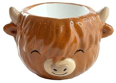 Sass & Belle Highland Cow Egg Cup – Cute Ceramic Novelty Egg Cup for Breakfast, Fun Kitchen Tableware Gift, Collectable Farm Animal Egg Holder by Sass and Belle