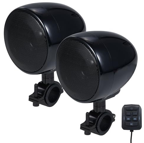 Docooler SPK350 3.5-inch Waterproof BT Motorcycle Speaker with Dual 15W Speakers, 300W Peak Power, with Remote Control, Outdoor Speaker for Motorcycle Electromobile Scooter