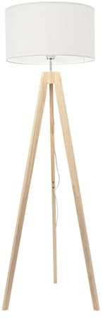 ValueLights | Natural Wood Tripod Floor Lamp with White Fabric Drum Lampshade Living Room Hallway Light | Floor Lamps, Home Décor & Improvement Essential