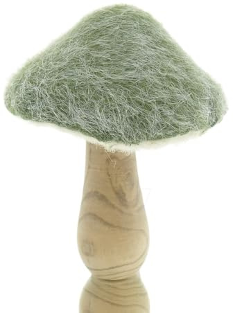 Gasper Herbst- und Weihnachtsdeko Pilz Grün & Natur Ø 11 cm - Holz & Filz