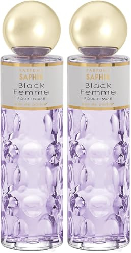 PARFUMS SAPHIR Black Femme - Eau de Parfum con vaporizador para Mujer - 200 ml (Paquete de 2)