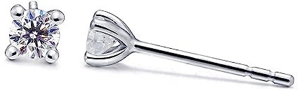 Tolldek 750 Weißgold Echt Gold Schmuck Ohrringe, Klassiker Ohrstecker mit Diamant, 18K Damen Ohrstecker für Damen, Weißgold
