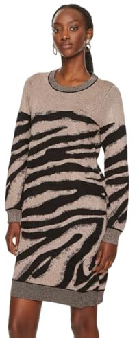 Liu Jo Vestito di Maglia TF4105 (IT, Testo, M, Regular, Regular, Nero/Rose Gold)