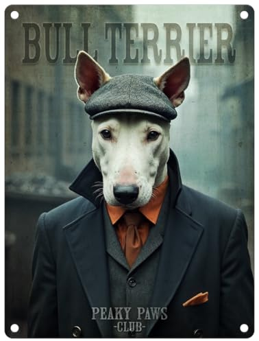 Small (150 x 200mm) Metal Sign - Peaky Paws Club - English Bull Terrier