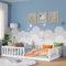 Bellabino Vere Bodenbett 140x200 cm – Montessori Kinderbett mit Matratze, Rausfallschutz & Lattenrost – Jungen & Mädchen Kinder Bett aus Holz Kiefer – Kleinkindbett in Weiß