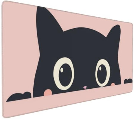Gaming Tapis de Souris Le Chat Noir, Grand Tapis de Souris XXL 1600x800x3 mm, Tapis Souris pour Clavier et Bureau, avec Bords Surpiqués et Dos Antidérapant, for Gamer Gaming Accessoire E-391