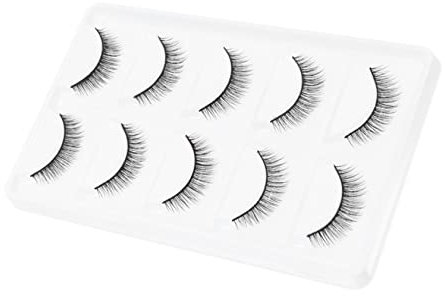 Didiseaon 5 Paires faux cils courts kit de cils colle à duo vaporeux trousse individus fake lashes eyelashes de maquillage de scène fibre artificielle Black
