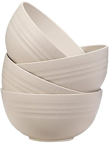 LIVELYPET Lot de 4 bols à céréales incassables, bols à salade en plastique de 710 ml, passent au lave-vaisselle et au micro-ondes, bol léger et réutilisable pour soupe de nouilles de riz, collation