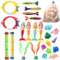 24Pcs Jouets Plongée Enfants Cadeaux, Set Jouets Plongée Piscine, Sirènes Anneaux Plongée Bâtons Jouets Algues Pierres précieuses Torpille Sac à Cordon, pour Plages Extérieures Pool Party Cadeau