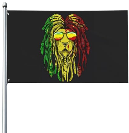 Banderas de león de Judá, rasta jamaiquino, reggae, 3 x 5 pies, bandera grande de bienvenida para jardín, decoración al aire libre, bandera para casa, patio, fiesta