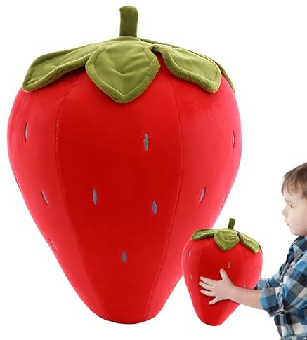 Oreiller Fraise,Mignon Oreiller Fraise pour - Peluche Douce Jouet en Peluche pour Chambre de Tout-Petit Crèche Décor Esthétique Maison Cadeaux pour Saint-Valentin Pâques et Anniversaire