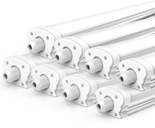 JESLED LED Feuchtraumleuchte 150CM, 6500K, 38W 6500LM(165LM/W)-8er Set | Einfache Montage Verknüpfbar Nassraumleuchte, IP65 Wasserfest Lichtleiste für Büro Keller Garage