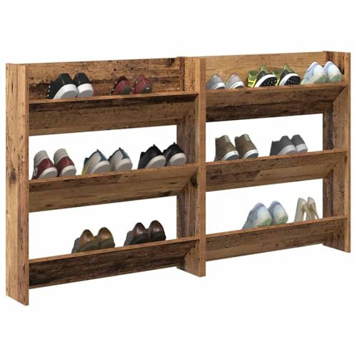 vidaXL Shoe Cabinet 2 pcs Old wood 84 x 18 x 90 cm Engineered Wood, Hallway Organizer, Modern Rectangular Shoe Cabinet, Space Saving Footwear Rack for Compact Indoor Storage and Mudroom Use