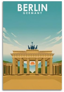 ZZBXSJ Modernes Familien-Fotoalbum, Poster, Wanddekoration, Kunstwerk, modernes Berlin-Deutschland-Reiseposter, Brandenburger Toransicht, Leinwand-Kunstdrucke, Bilder, 50 x 75 cm, ungerahmter Stil