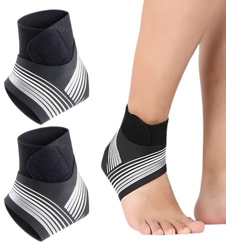 KEORHEZ Sprunggelenkbandage, Ultradünne Knöchelbandage, Verstellbare Bandage Fußgelenk, Geeignet für Sportarten Wie Fußball und Basketball, Schützt Den Knöchel Beim Sport (Schwarz, Größe M)