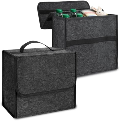 EZVEZS 2 bolsas organizadoras para maletero de coche, caja de | Bolsas de almacenamiento plegables de fieltro antideslizantes para furgoneta, bolsa organizadora para cajuela