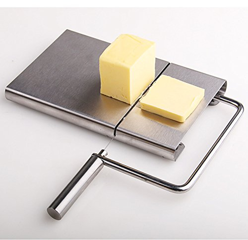 TAMUME Acero Inoxidable Tabla de Quesos con Cortando Los Alambres para Cortaquesos y Queso Planer Tablas de Queso Máquina de Cortar Jamón (Silver)