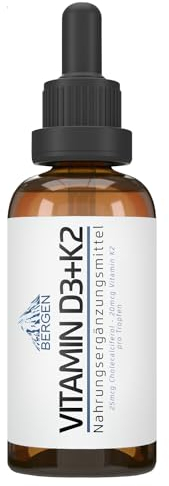 Vitamin D3 K2 Tropfen Hochdosiert - 50ml - 1700 Tropfen in MCT Öl auf Kokosbasis - Aus Deutschland & Ohne Zusatzstoffe