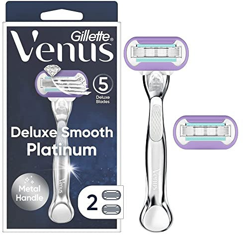 Venus Platinum Manche Métal Extra Lisse + 2 Recharges Lames