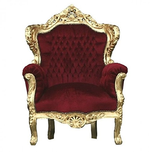Casa Padrino Barock Thron Sessel King Bordeaux/Gold