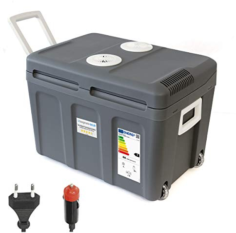 Dino KRAFTPAKET 131002 Kühlbox 12V 230V (Wärmt und Kühlt) Grau, Höhe: 42cm Größe: 40-Liter, Elektrische Kühlbox für Auto Boot Camping, Elektrokühlbox mit ECO-Modus