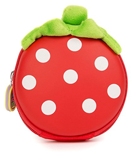 boppi Tiny Trekker Kinder Schlüssel Reise Beutel Münzen Handtasche Mini Reise Geldbeutel Schlüsseltasche Reißverschluss Unterarmtasche - Erdbeere