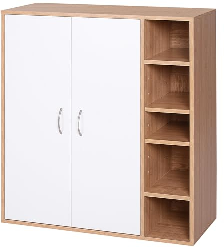HOMCOM Armario Gabinete Consola Armario Bajo Mueble Organizador de Almacenaje Multiusos de Cocina Comedor Salón Baño con Puertas y Estantes Ajustables 80x32x91 cm