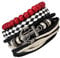 Feilok 4 Stücke Retro Lederarmband Herren Armband Set Leder Armbänder Anker für Herren und Damen Geflochten Länge Elastisch Perlenarmband Holz Einstellbar