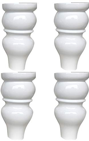 Zlovne 4X Möbelfüße,Tischbeine,Sofafuss,Weiß,Holz,Möbelfußbrett Möbelersatzteile,Inklusive Schrauben und Montageplatten (15cm)