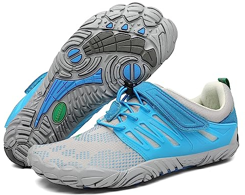 SAGUARO Barfußschuhe Herren Barfussschuhe Damen Barfuss Schuhe Zehenschuhe Outdoor Fitnessschuhe rutschfest Traillaufschuhe Barefoot Shoes mit Zero-Drop Solhe Azurblau, Gr.40 EU