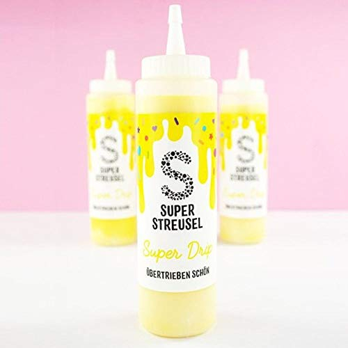 Super Drip Gelb Kuchenglasur Cake Melts Schokolade 300g | Drip Cake Glasur für Kuchen Kekse Plätzchen Eis Muffin Torten uvm. | Cake Drip Flasche | Icing Dekoration