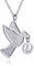 555Jewelry Stainless Steel Trendy Sparkly Dove Necklace, & Peace Dove Necklace for Women & Ladies, Bird Pendants for Women, Dainty Dove Jewelry, Peace Charm Necklace, Silver, 16 Inch