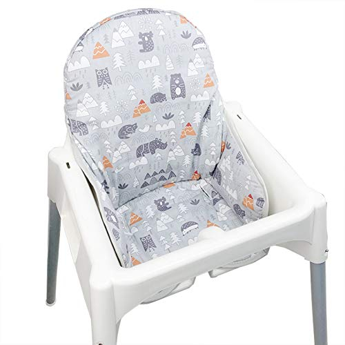 ZARPMA Sitzbezüge Kompatibel für Antilop Hochstuhl, Oberfläche aus Baumwolle und Baumwolle gepolstert, Waldmuster, faltbar, Baby Hochstuhlbezug(Grauer Wald)