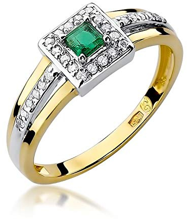 Damen Ring 585 14k Gold Gelbgold echt Smaragd Edelstein Diamanten Brillanten