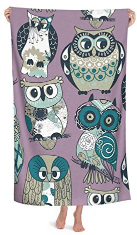FFLSDR Strandtuch Eulen Mikrofaser Großes Badetuch für Erwachsene Saugfähig Schnelltrocknende Stranddecke 80X130CM