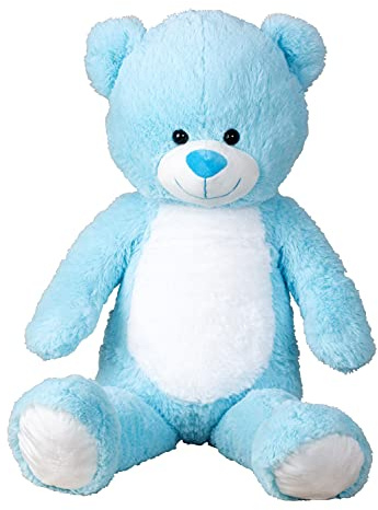 Lifestyle & More Riesen Teddybär Kuschelbär XXL 100 cm groß Blau Plüschbär Kuscheltier samtig weich