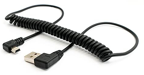 System-S USB 2.0 Kabel 150 cm Typ A Stecker zu Mini B Stecker Spirale Winkel in Schwarz