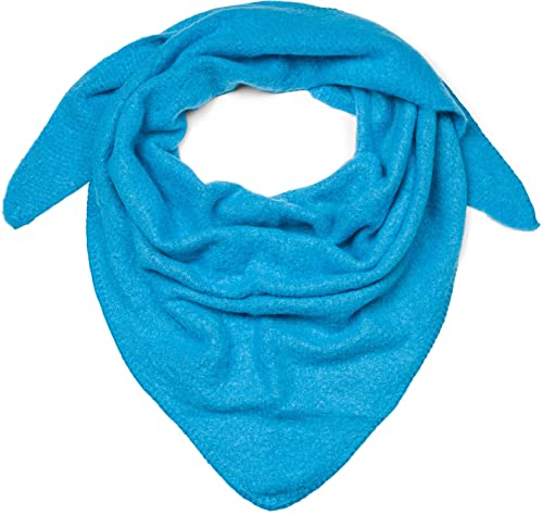 styleBREAKER Damen XXL Strick Dreieck Schal einfarbig leicht meliert, Dreiecktuch, Winter Schal warm weich, Tuch 01017128, Farbe:Türkis-Blau