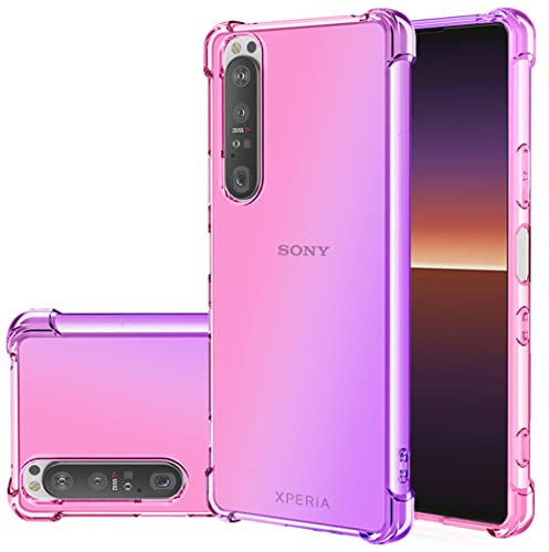 Jhxtech Schutzhülle für Xperia 5 III 5G Case, Sony 5 III Hülle, Transparente süße Verlauf Handyhülle, Schlankes, kratzfestes Flexibles TPU Hülle, stoßfeste Schutzhülle für Sony Xperia 5 III rosa/lila