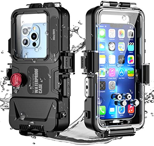 AICase 30M Unterwasser-Fotografie Seatouch 4 Max Unterwassergehäuse für iPhone 12/12 Pro/12 Pro Max/13/13 Pro/13 Pro Max/12/12 pro max/12 mini/11/11 pro/11 pro max/XR/X/8 Plus/7 Plus