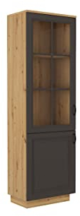 Kuechen-preisbombe Vitrine Stilo 60 Esszimmer Landhaus Grau Eiche Artisan Buffet Küche Glasvitrine