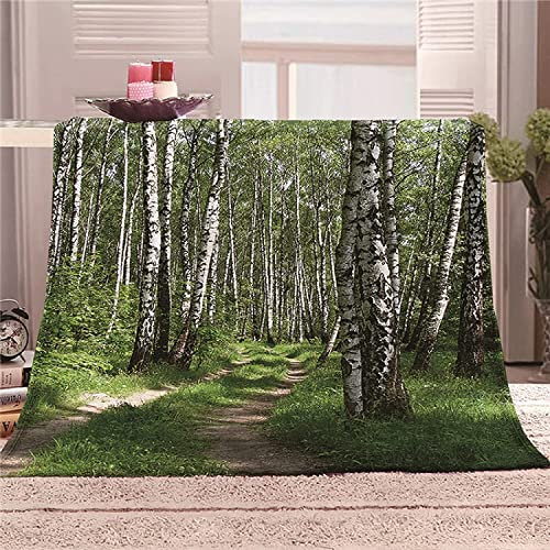 Birke Kuscheldecke Flauschig Flanell 100x130cm, 3D Drucken Decke Fleecedecke für Kinder Erwachsene, Regenwald Weich Decken Mikrofaser Wohndecke Tagesdecke Decke Sofa & Bett