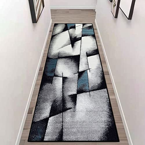 Etaclover Geometric Trellis Runner Rug，Rubber Backed Non Slip，Washable,Soft Touch Runner Rug For Living Room/Kitchen/Hallway/Bedroom/Corridor