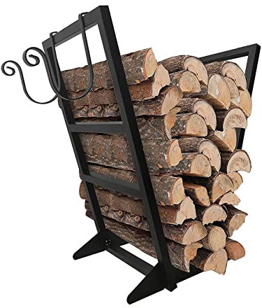 WORDFUN Brennholzregal, Kaminholzaufbewahrung, Feuerholzregal Holzscheitregal, Brennholzständer, Regal Für Feuerholz Aus Metall, Holzhalter Für Brennholz (Size : 32/81cm)