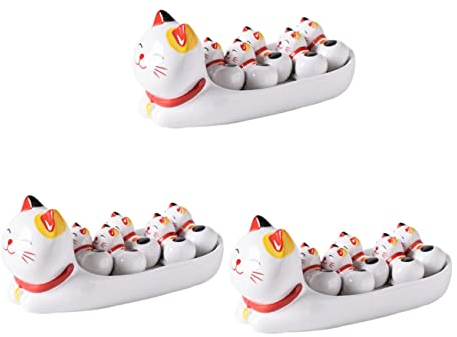 1 set Home Figurine Neko Funny Mixed Fork Cutlery Miniature Lucky Rack Rest Color Dinner Chopstick of Accessories Holder Knives Spoon Chopsticks Tableware Ceramic Household Kitchenware ( Color : Assor