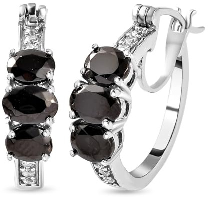 SHOP LC Schungit-Creolen mit 1.65 Karat schwarzem Edelstein in Sterling-Silber 925, platinierte Ohrringe für Damen kaufen