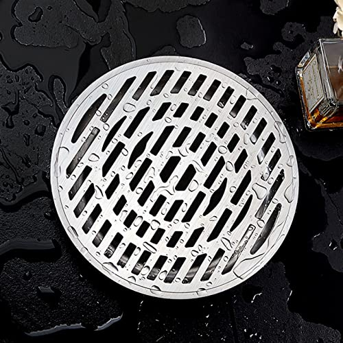 VISAML 1PC 304 Edelstahl gebürstet Bodenablauf 20cm rund gerade große Verschiebung Outdoor Anti-Blocking-Filter Dachablauf